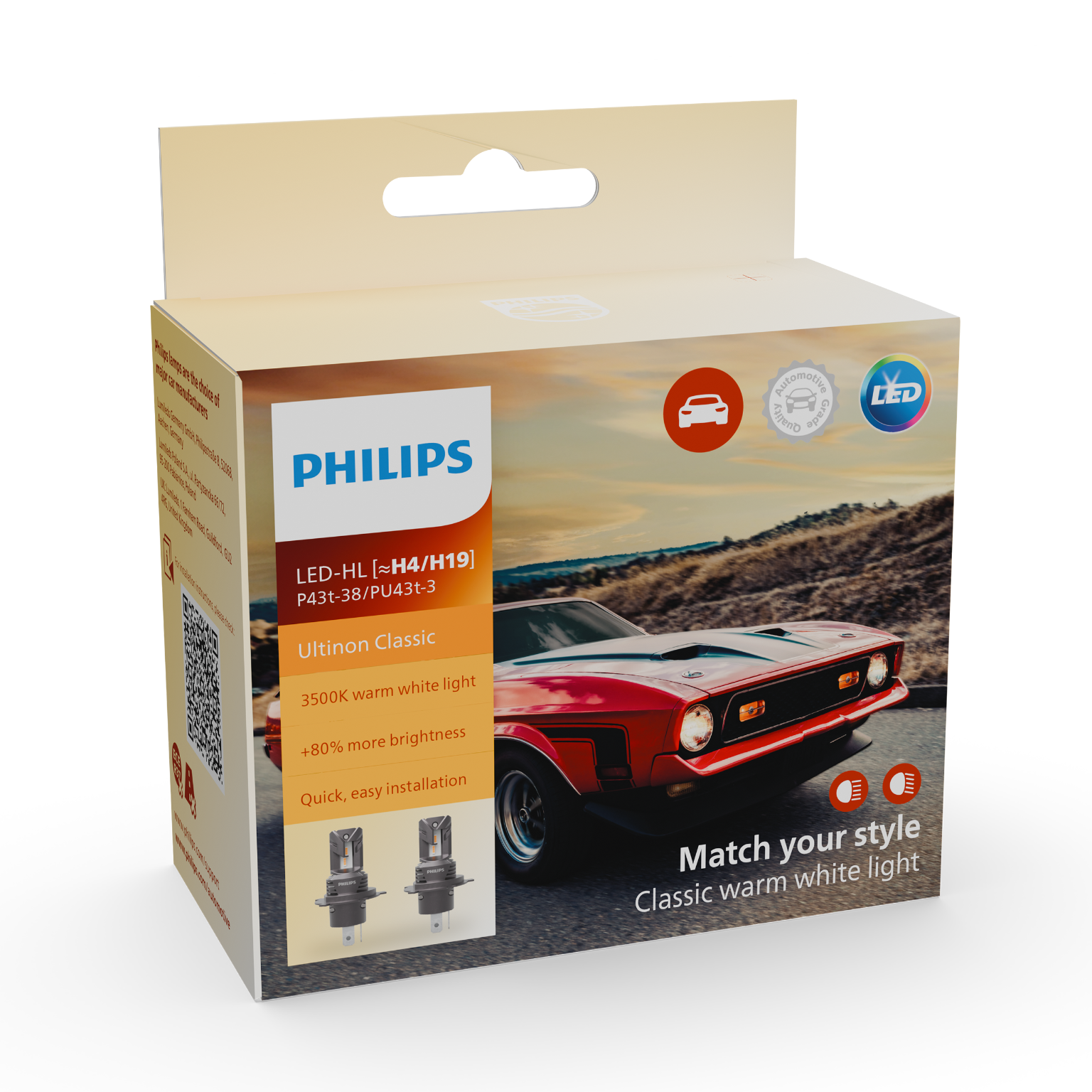 Żarówki Philips LED Ultinon Classic UC2510 H4/H19 12V 3500K - obrazek 3