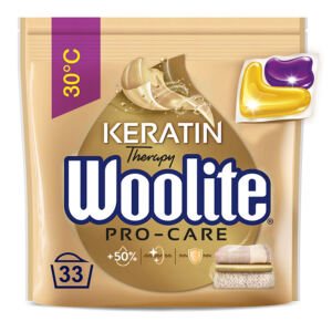 Woolite Pro-care kapsu艂ki z keratyn膮 do bia艂ego i kolorowego prania 33 sztuki