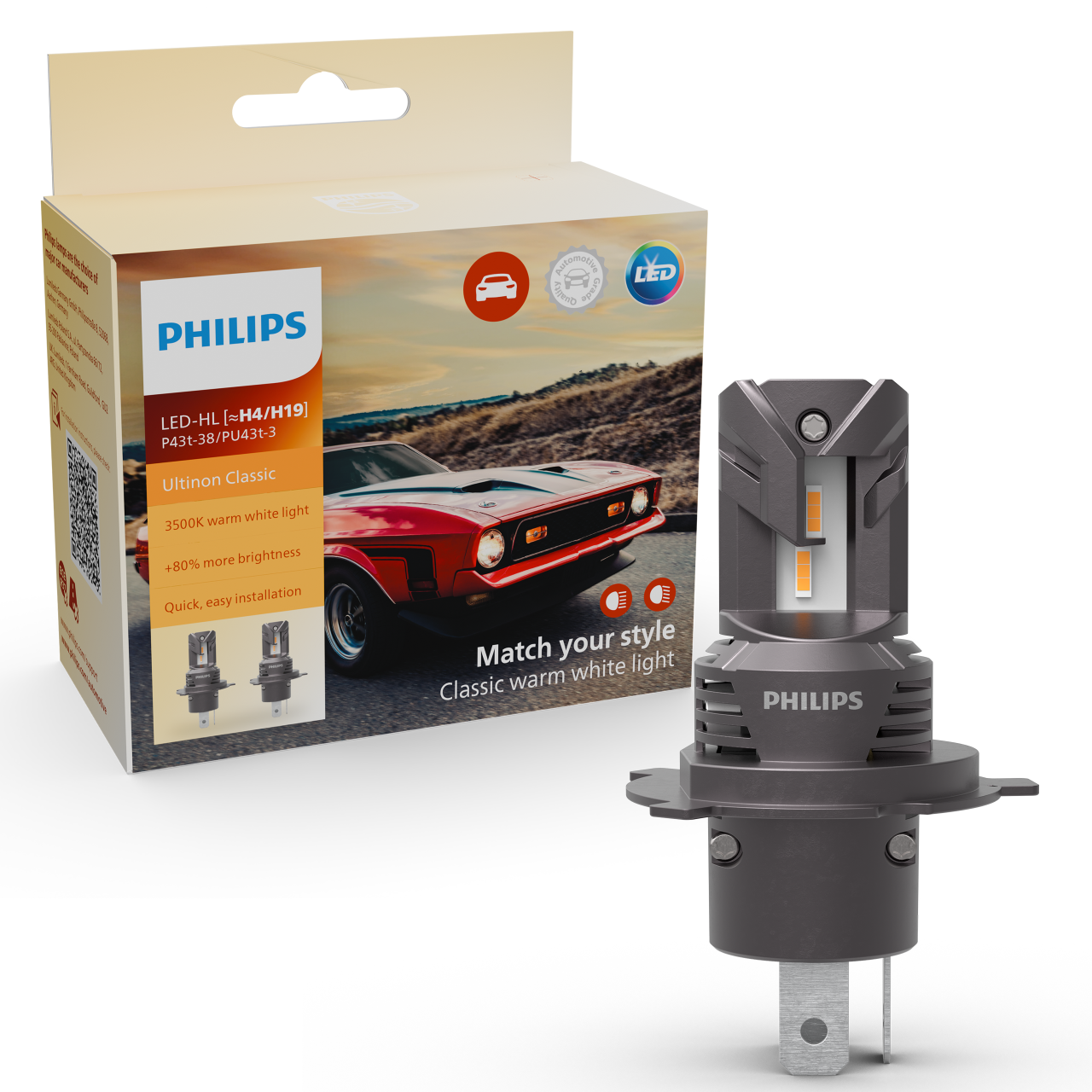 Żarówki Philips LED Ultinon Classic UC2510 H4/H19 12V 3500K