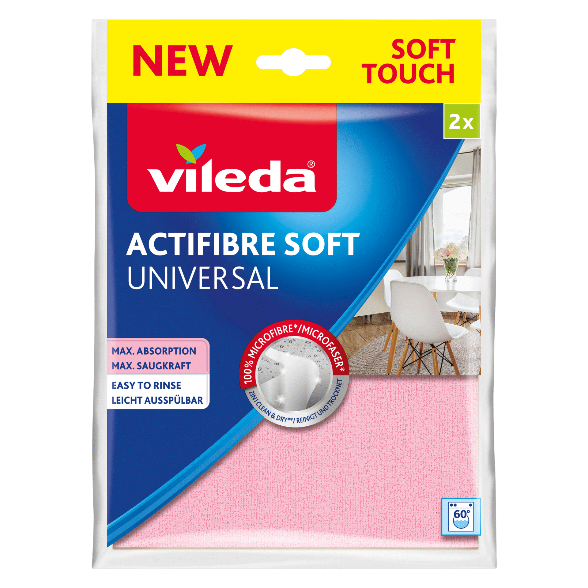 Vileda Actifibre Ściereczki Soft 2szt. Uniwersalne z Mikrofibry - obrazek 8