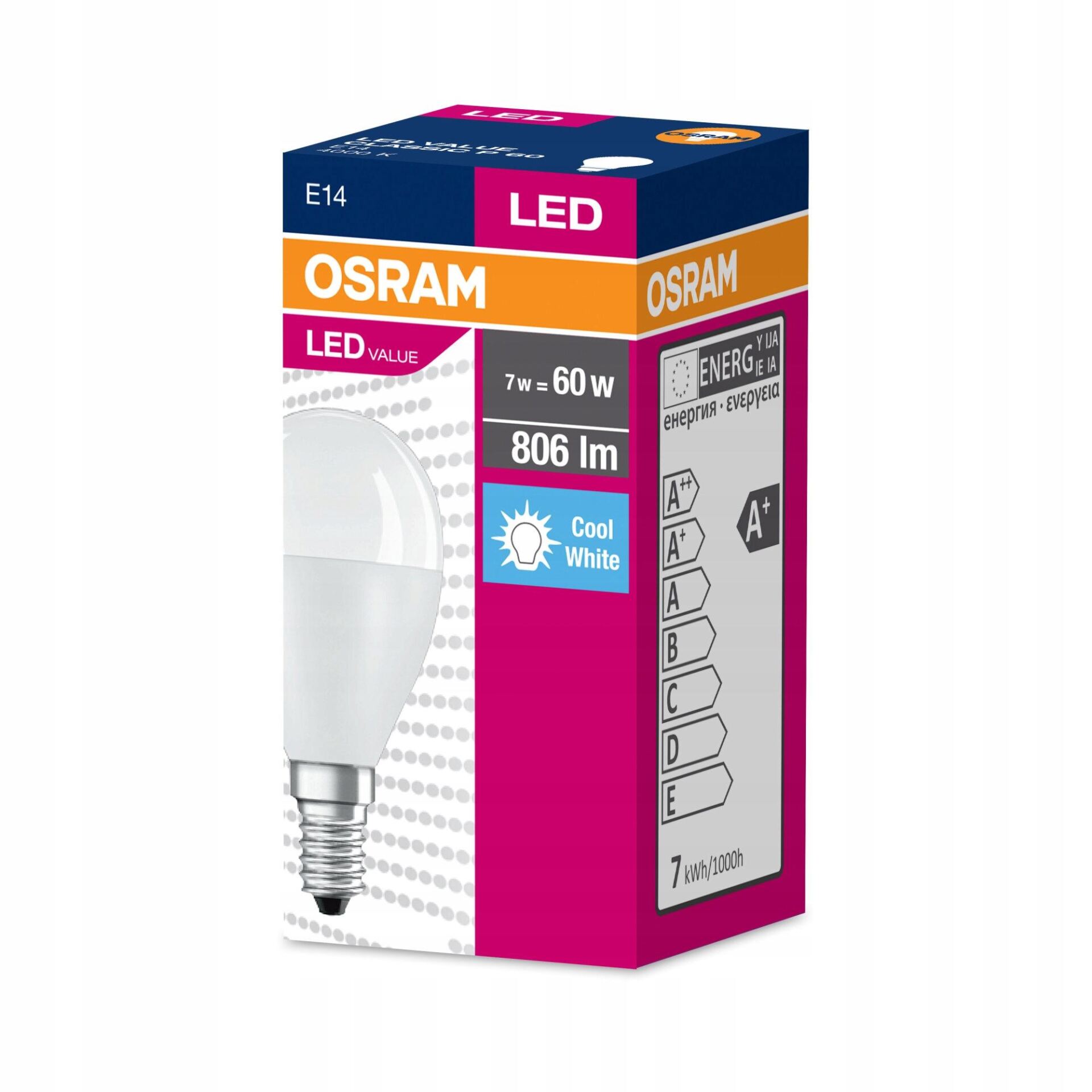 OSRAM Żarówka LED KULKA E14 7W = 60W 806lm 4000K - obrazek 11