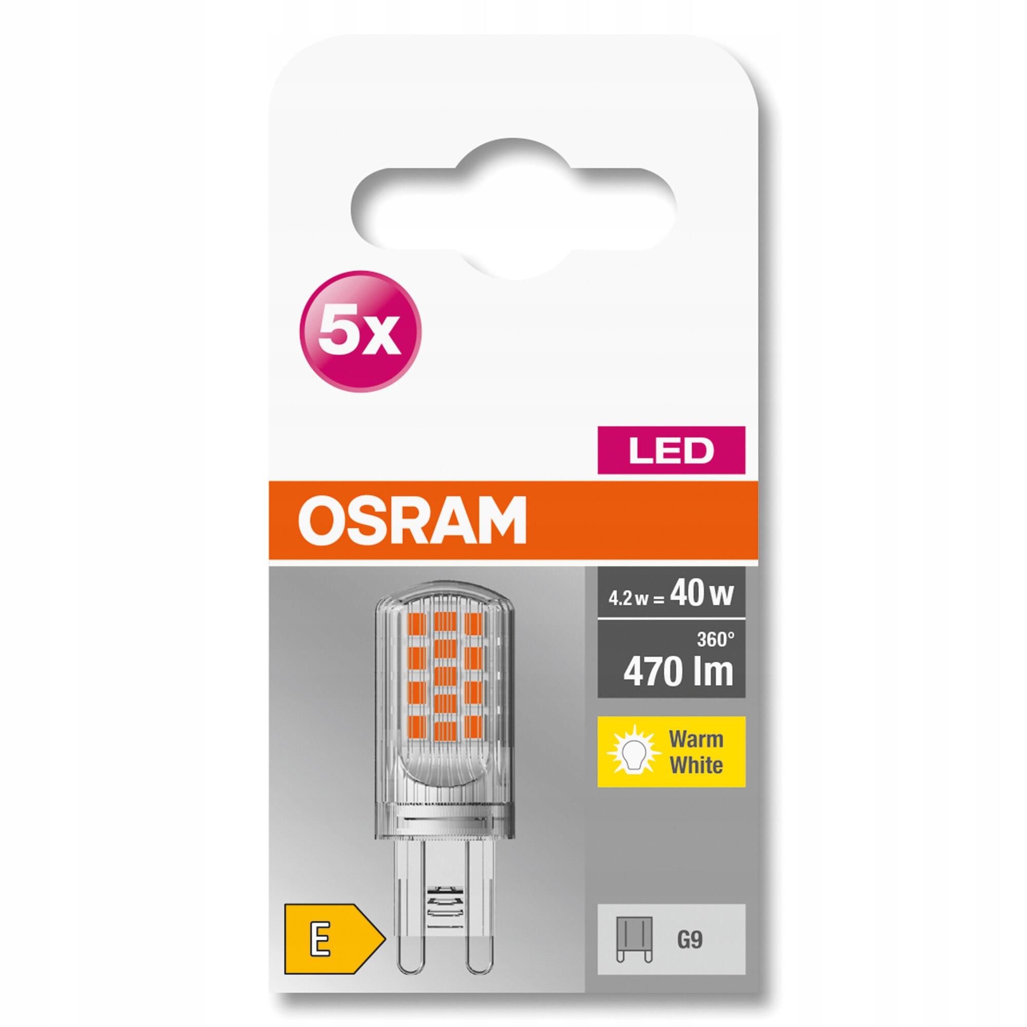 OSRAM Żarówki 5x LED kapsułka Pin 4.2W 2700K 230V G9 - obrazek 4