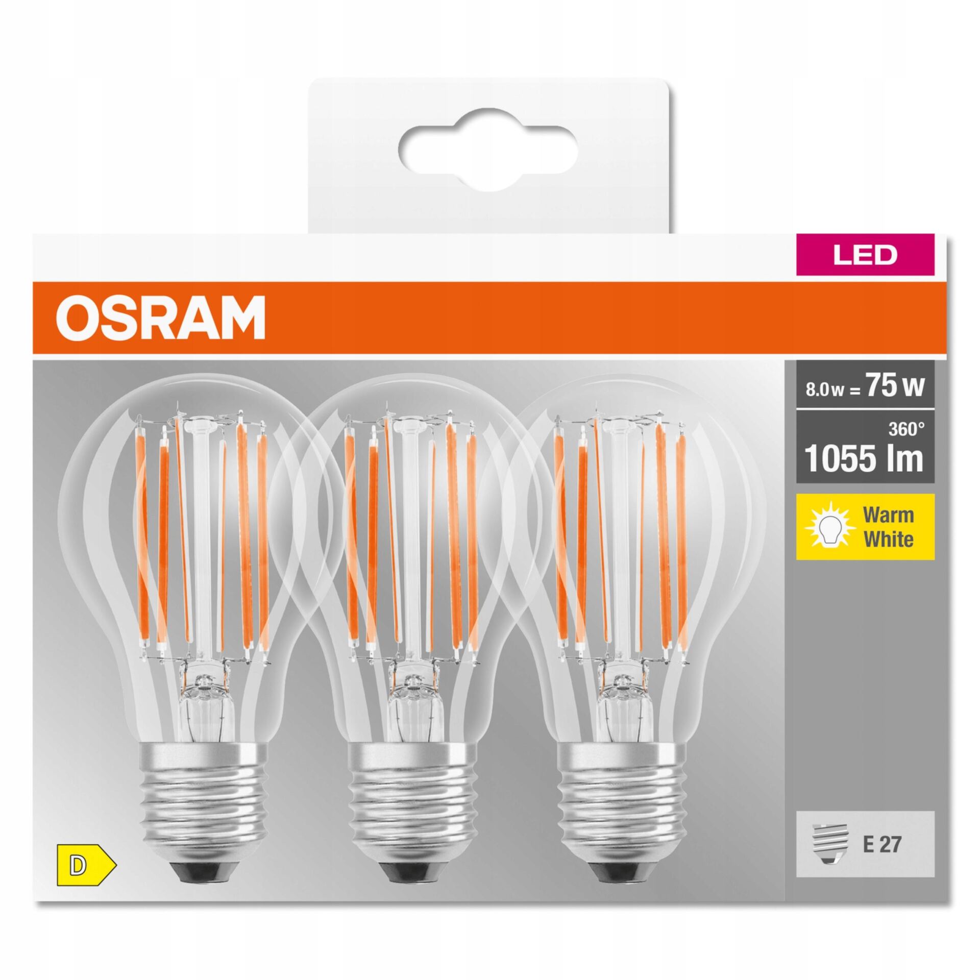 OSRAM ZESTAW 3x ŻARÓWKA LED 1055lm E27 7.5W 2700K - obrazek 7