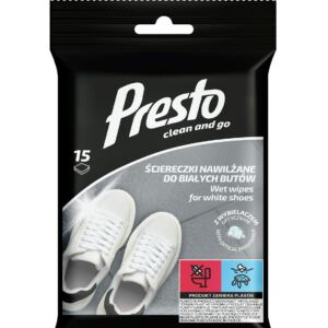 Presto Ściereczki nawilżane z wybielaczem optycznym do białych butów 15 szt