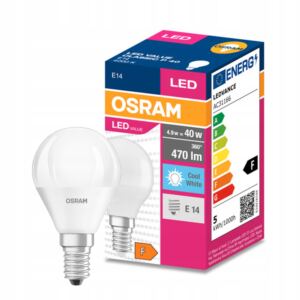 OSRAM 呕AR脫WKA E14 LED KULKA 4,9W = 40W 470lm 4000K