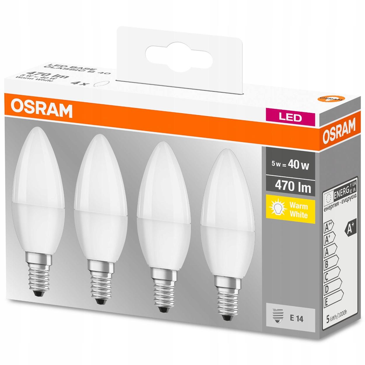 OSRAM Żarówka LED E14 ŚWIECA 4,9W = 40W 2700K 4PAK - obrazek 5