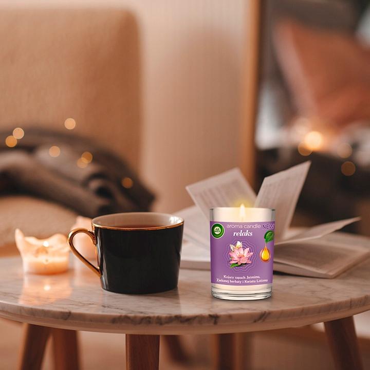 AIR WICK ŚWIECA ZAPACHOWA RELAKS JAŚMIN ZIELONA HERBATA I KWIAT LOTOSU 220G - obrazek 5