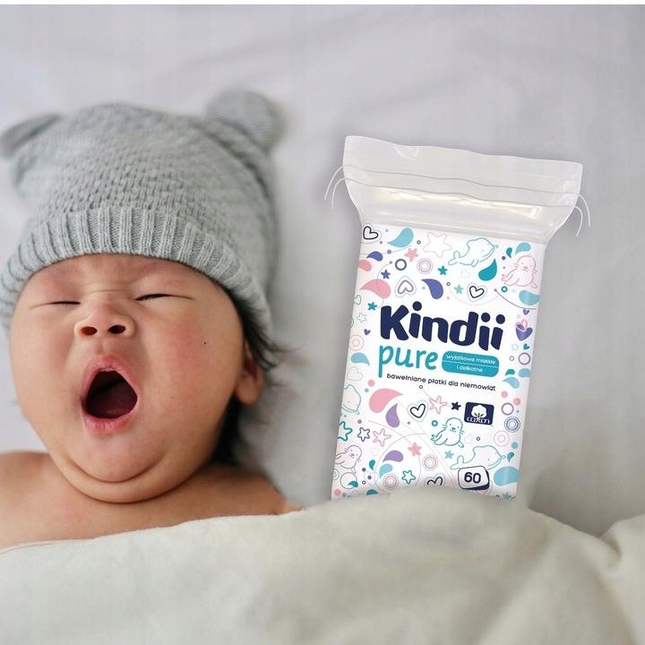 CLEANIC KINDII PŁATKI KOSMETYCZNE NIEMOWLĄT 60 SZT - obrazek 2