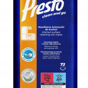 Presto Ściereczki nawilżane do kuchni 72 sztuki