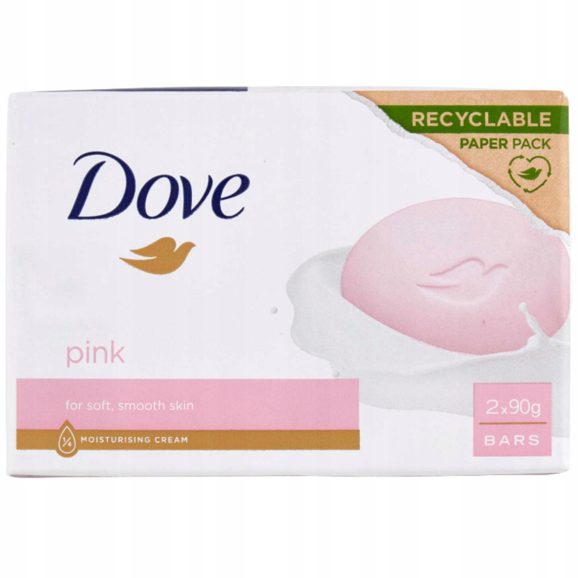 Dove Mydło Pink Różowe Kremowa Kostka Myjąca Gładka Nawilżona Skóra 2x 90 g