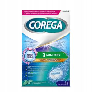 COREGA TABS 3 MINUTOWA TABLETKA CZYSZCZĄCA DO PROTEZ ZĘBOWYCH 6 SZTUK