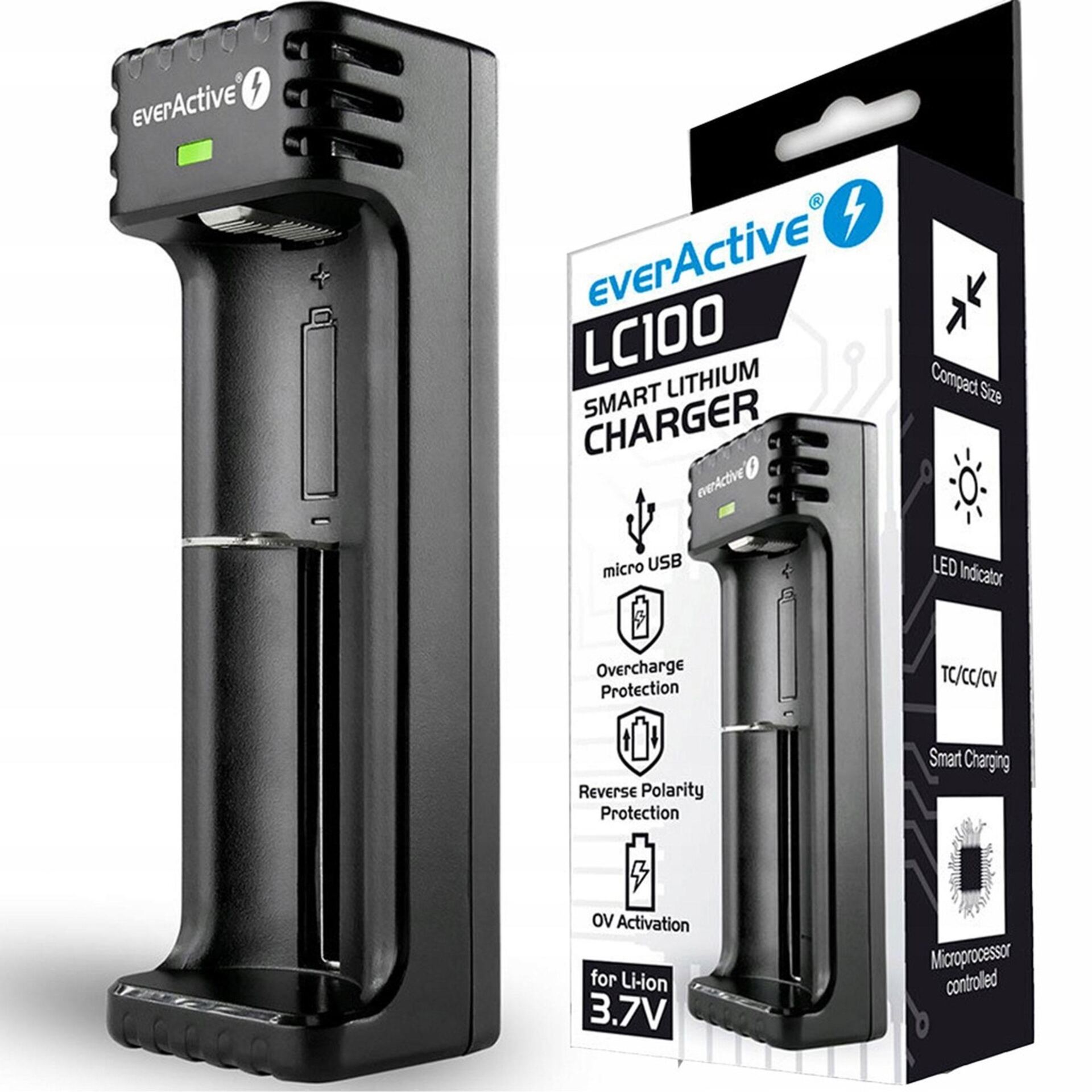 EverActive LC-100 ładowarka Li-ion 18650 21700 USB