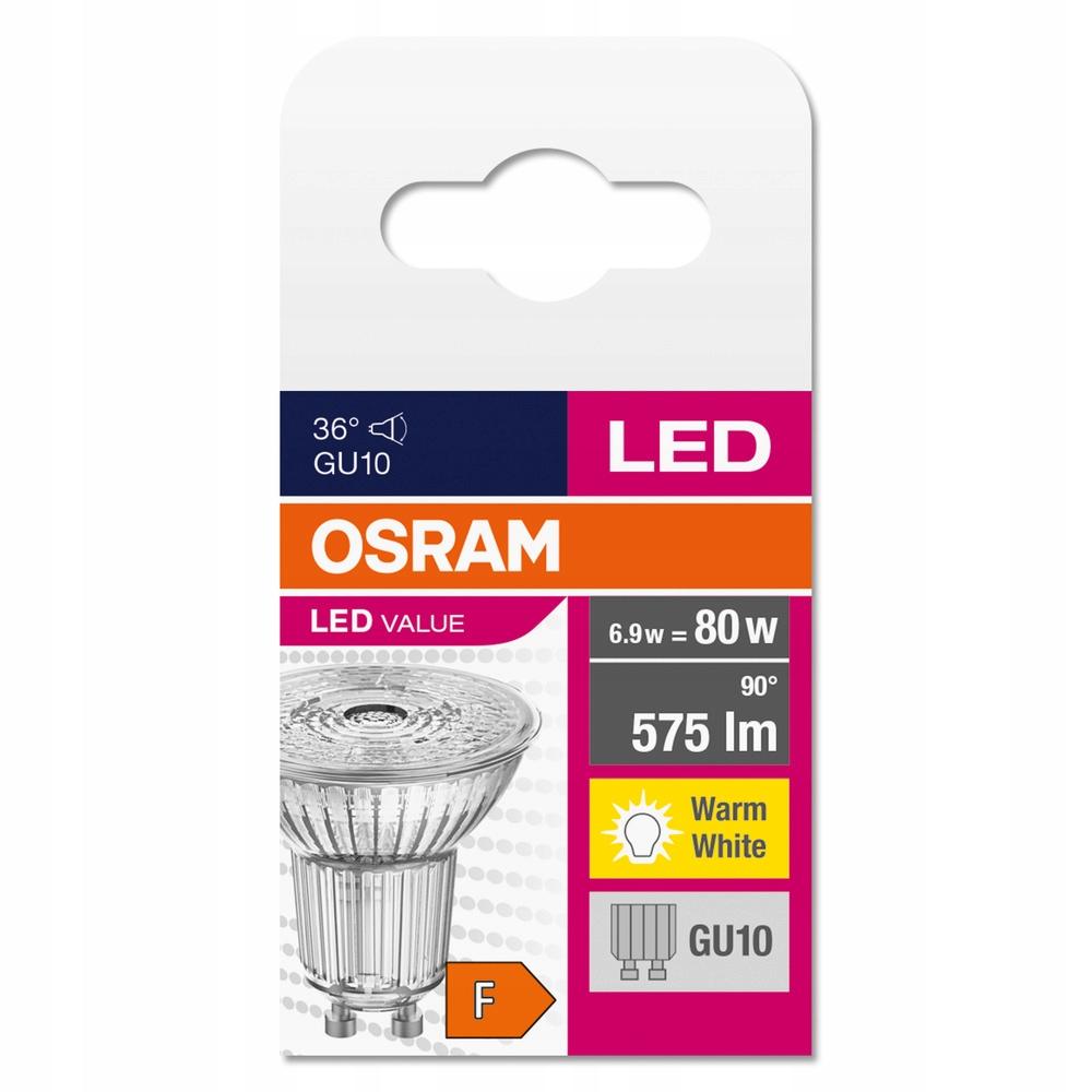 OSRAM Żarówka LED HALOGEN GU10 6,9W 80W 3000K - obrazek 8