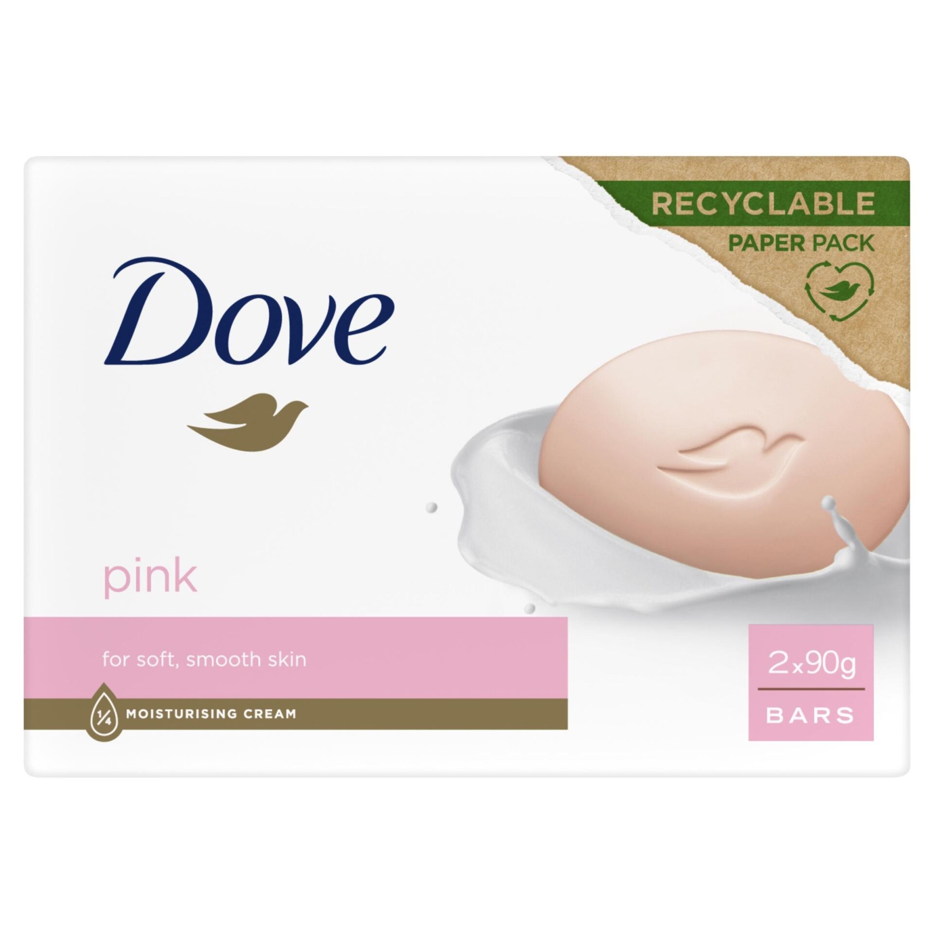 Dove Mydło Pink Różowe Kremowa Kostka Myjąca Gładka Nawilżona Skóra 2x 90 g - obrazek 3