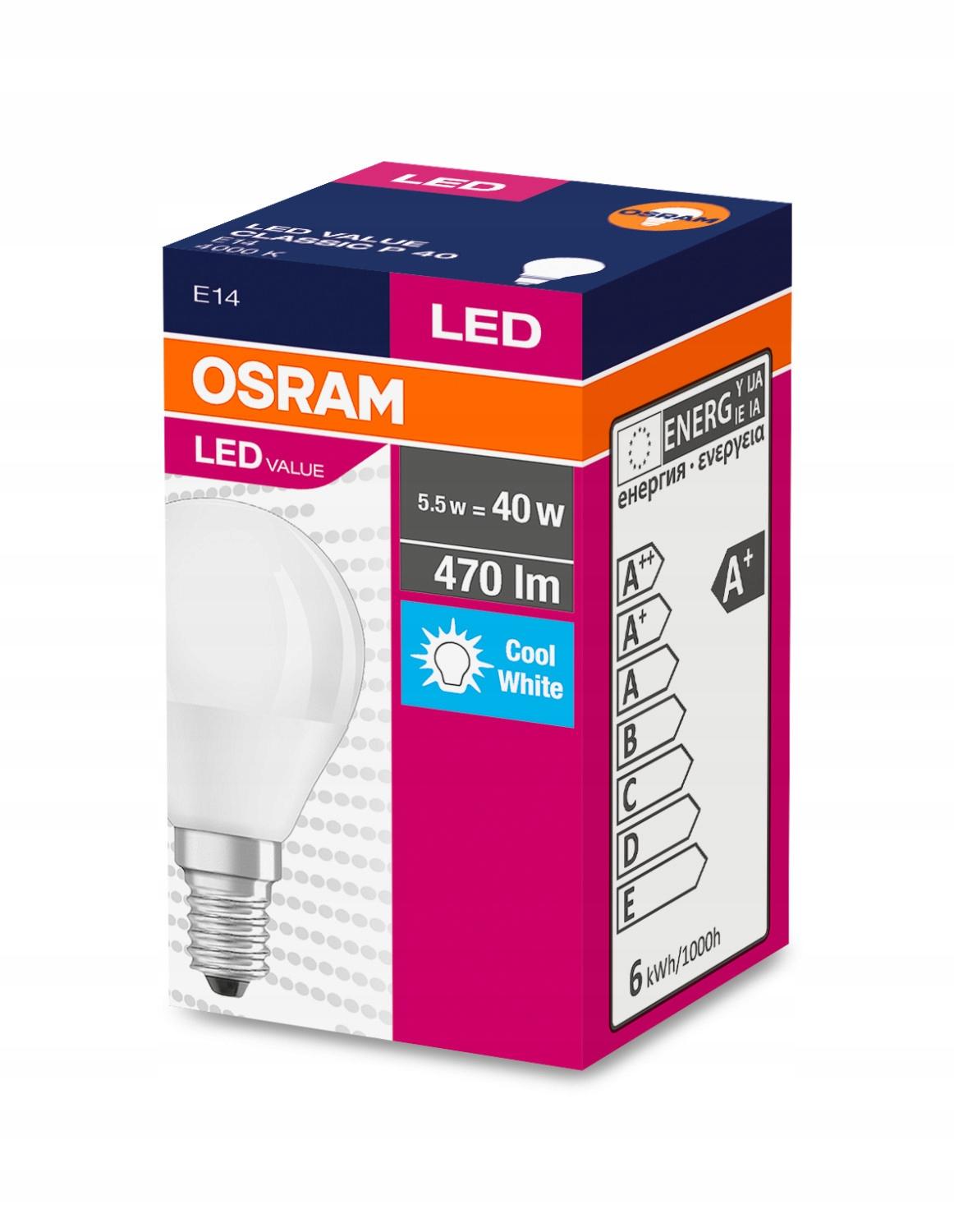 OSRAM ŻARÓWKA E14 LED KULKA 4,9W = 40W 470lm 4000K - obrazek 7