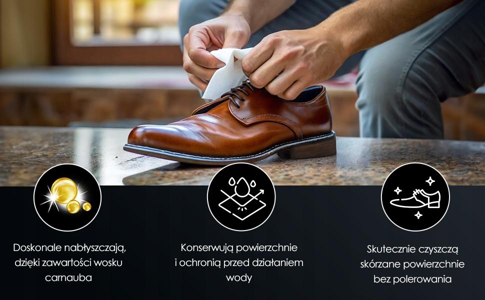 Presto Ściereczki nawilżane z woskiem do butów i wyrobów ze skóry 15 sztuk - obrazek 2