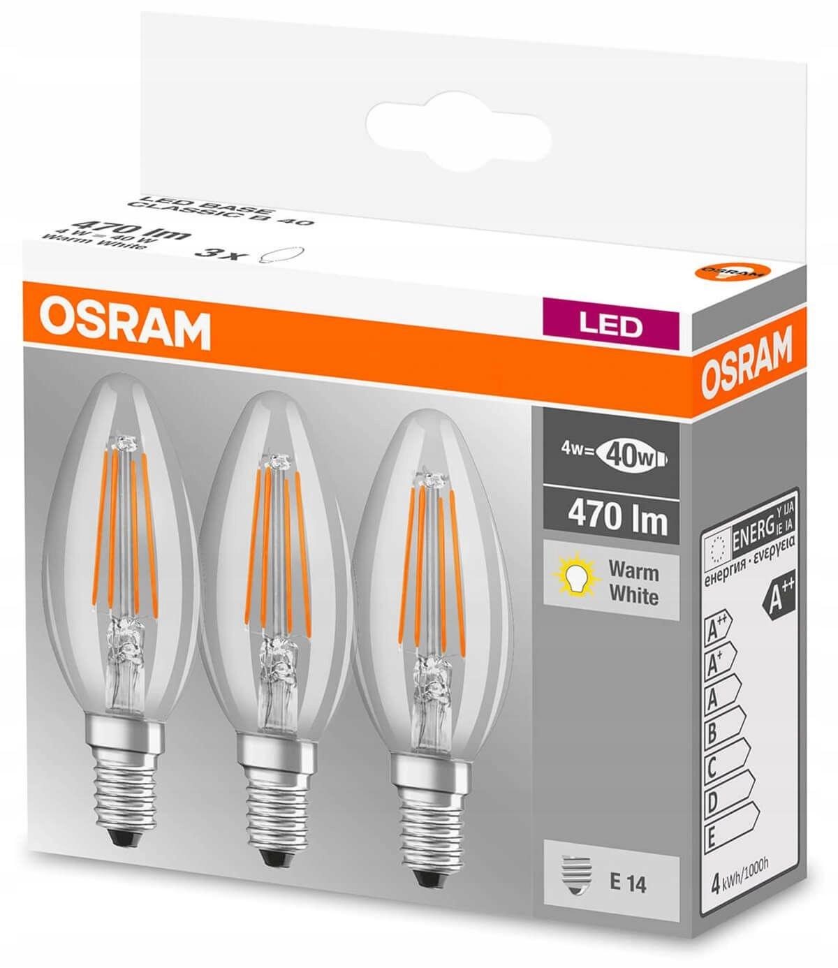 OSRAM Żarówki LED FILAMENT Świeca 4W = 40W E14