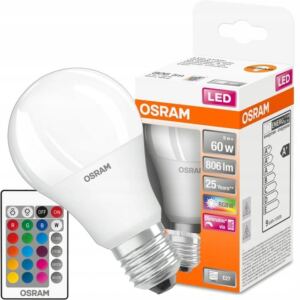 OSRAM LED 偶ar贸wka RGBW wielokolorowa + PILOT 9W = 60W E27