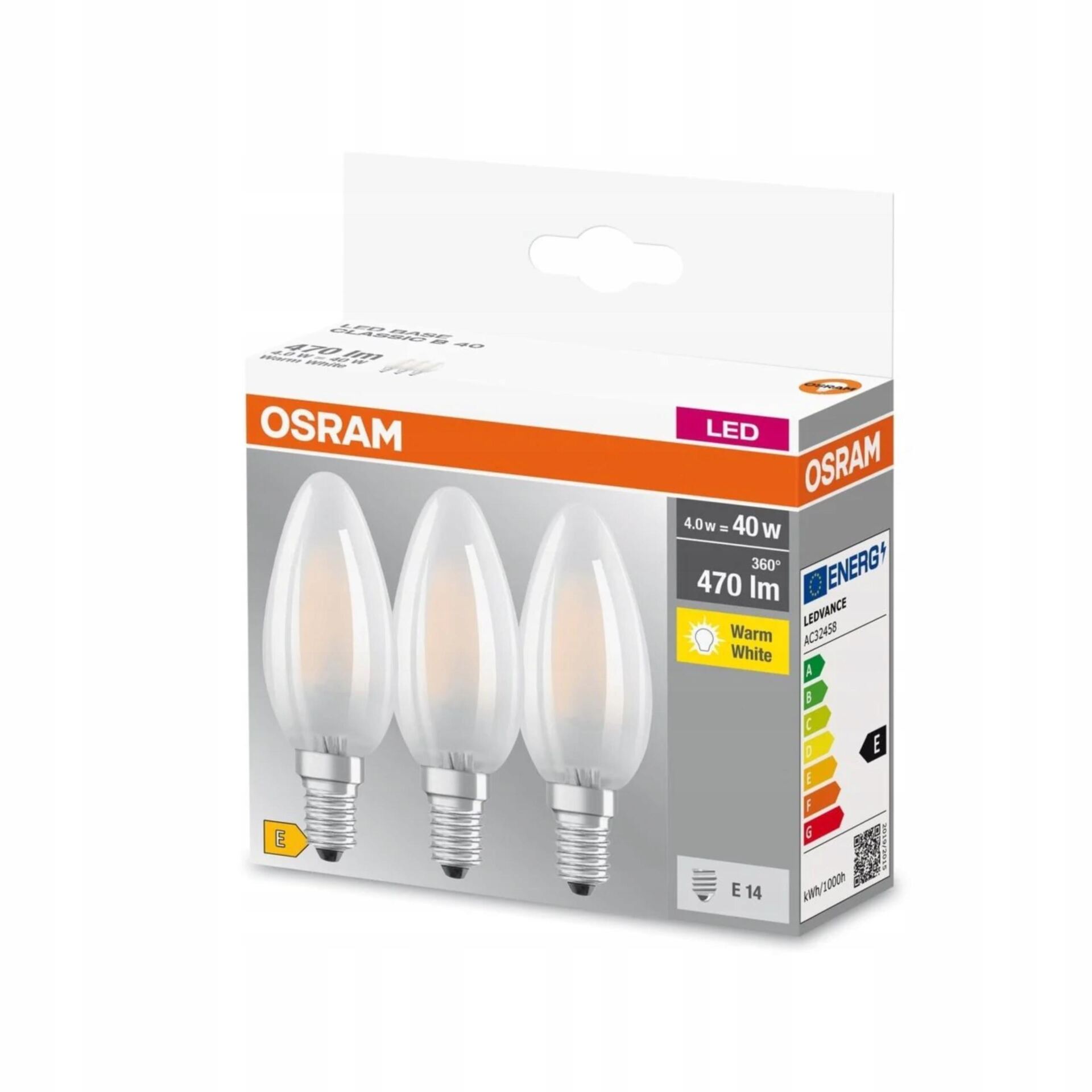 OSRAM Żarówki LED Ledowe E14 4W = 40W 2700K ŚWIECA 3PAK Ciepła Barwa - obrazek 3