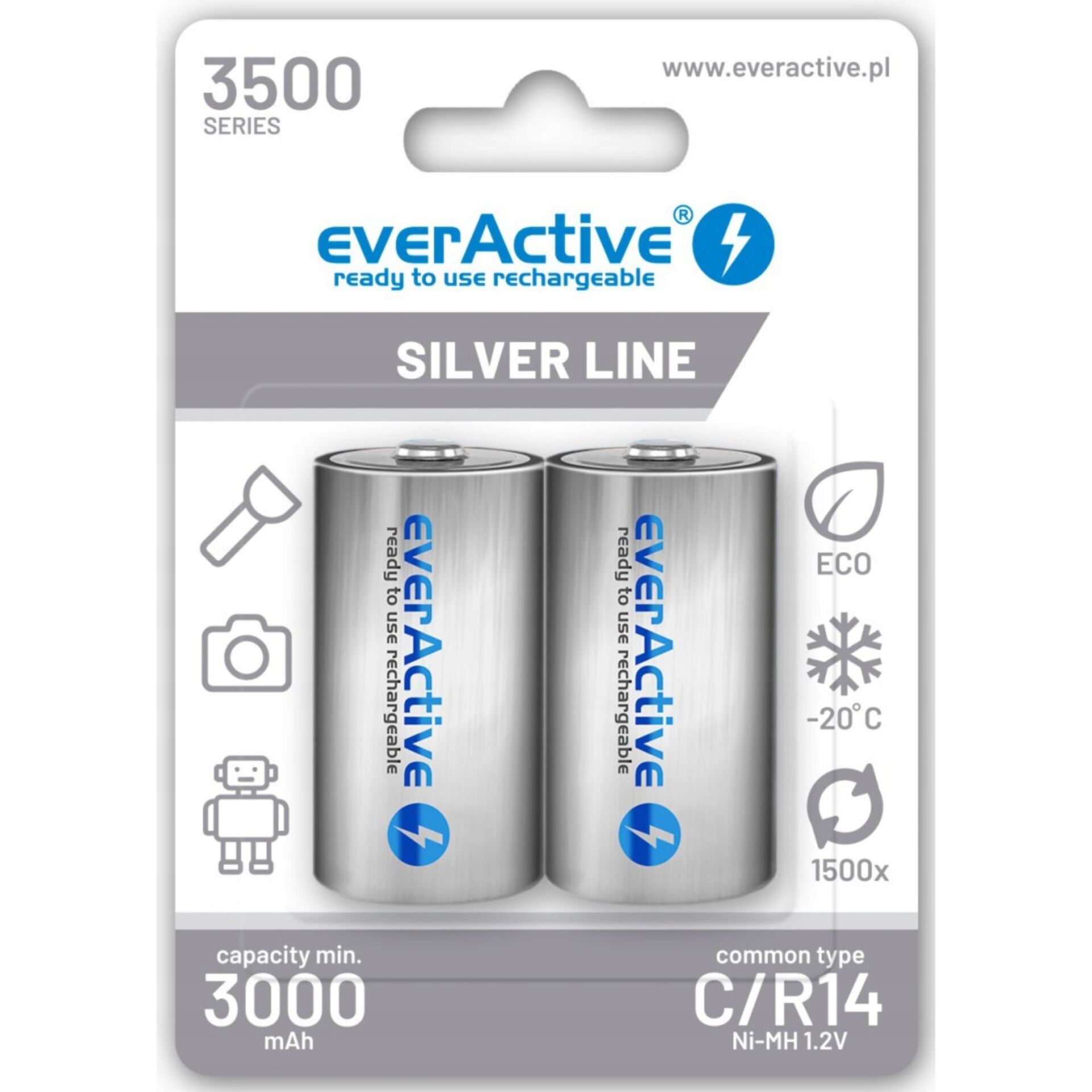 EverActive R14 AKUMULATORKI Baterie 2BL 3500 Silver Line NiMH