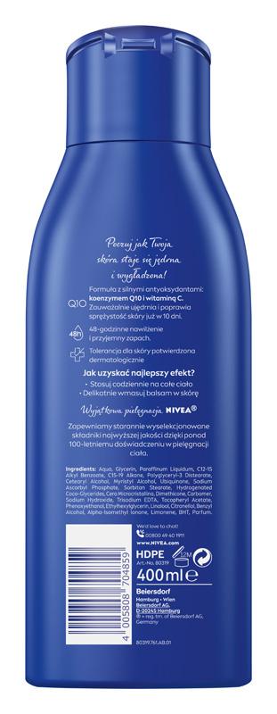NIVEA UJĘDRNIAJĄCE MLECZKO DO CIAŁA Q10 + WITAMINA C 400 ML - obrazek 8