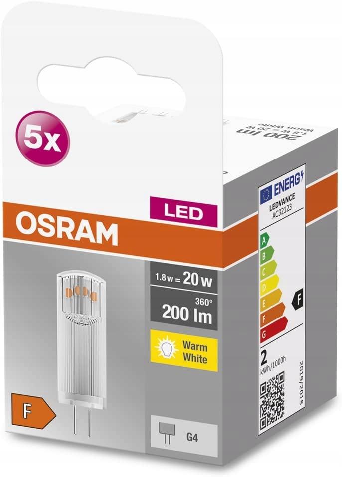 OSRAM ŻARÓWKI LED LEDOWA G4 1.8W=20W 2700K 200LM CIEPŁA BIEL 5 SZTUK - obrazek 8