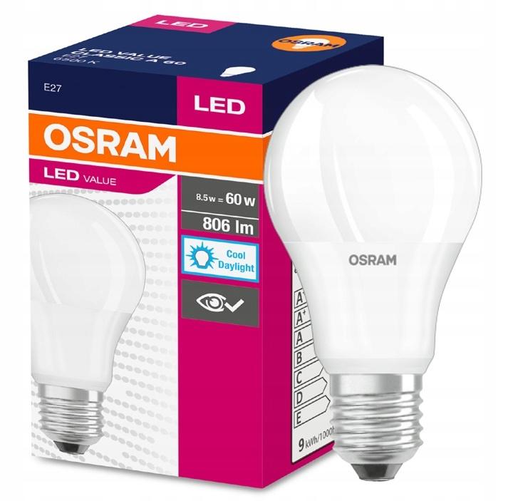 Osram żarówka LED E27 8,5W=60W 806lm 6500K ZIMNE - obrazek 9