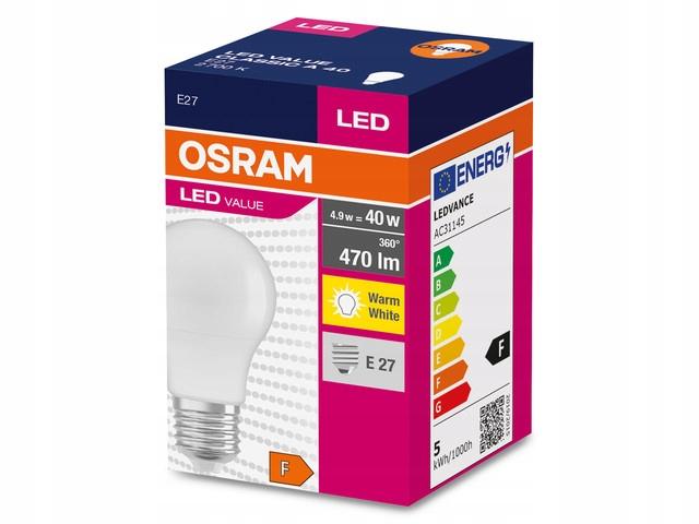 Osram żarówka LED E27 4,9W=40W 470lm 2700K Ciepła