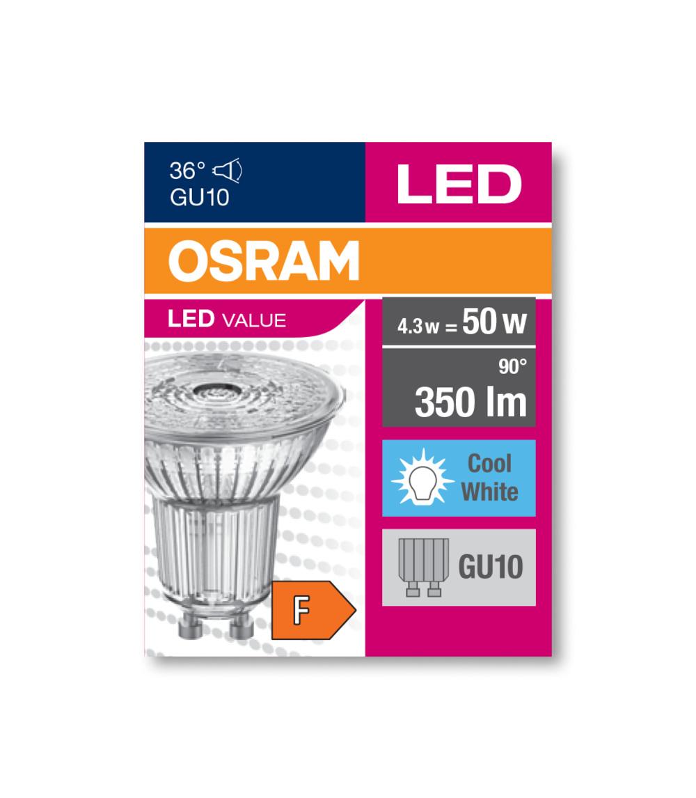 Żarówka LED HALOGEN GU10 4,3W 50W 4000K 36D OSRAM - obrazek 9
