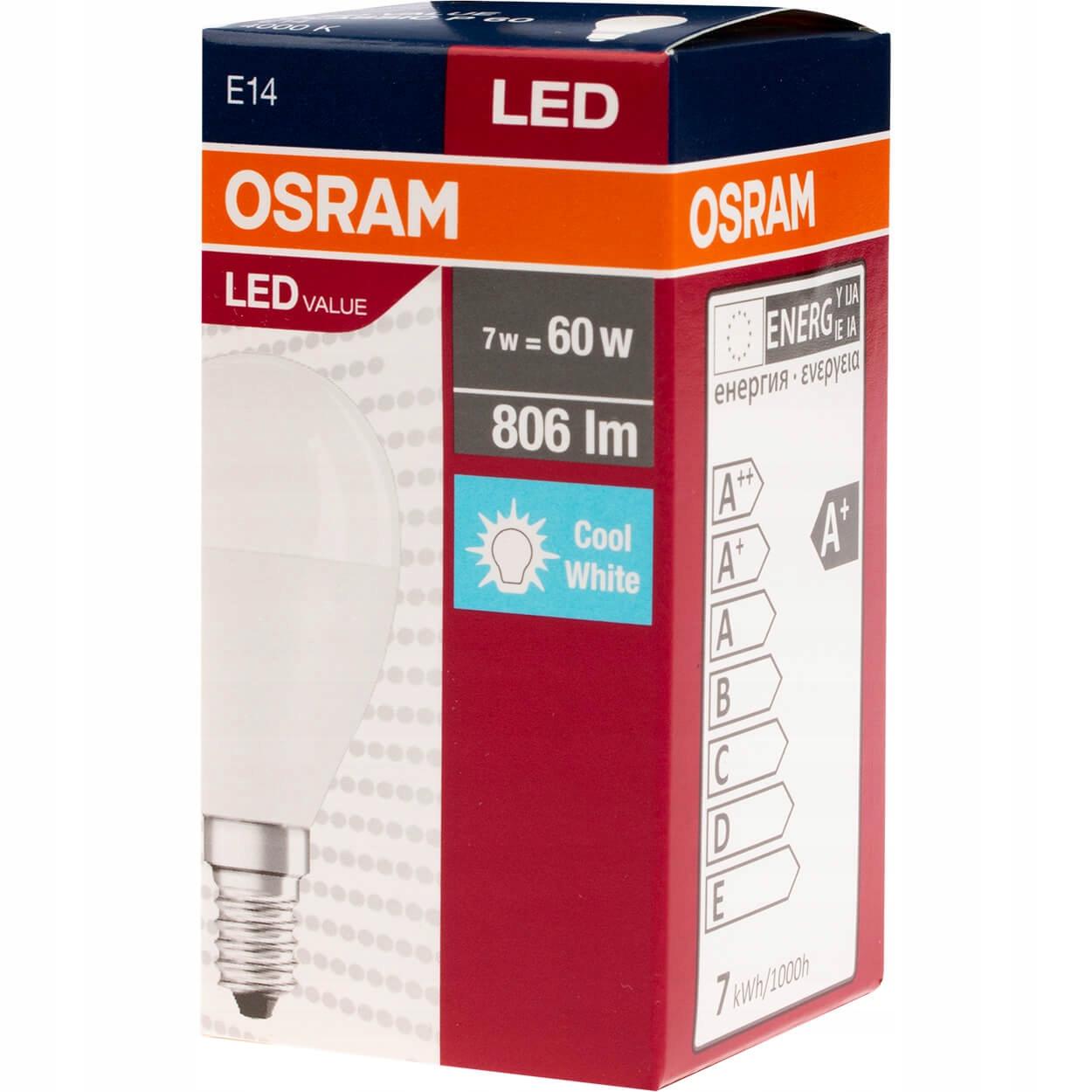 OSRAM Żarówka LED KULKA E14 7W = 60W 806lm 4000K - obrazek 9
