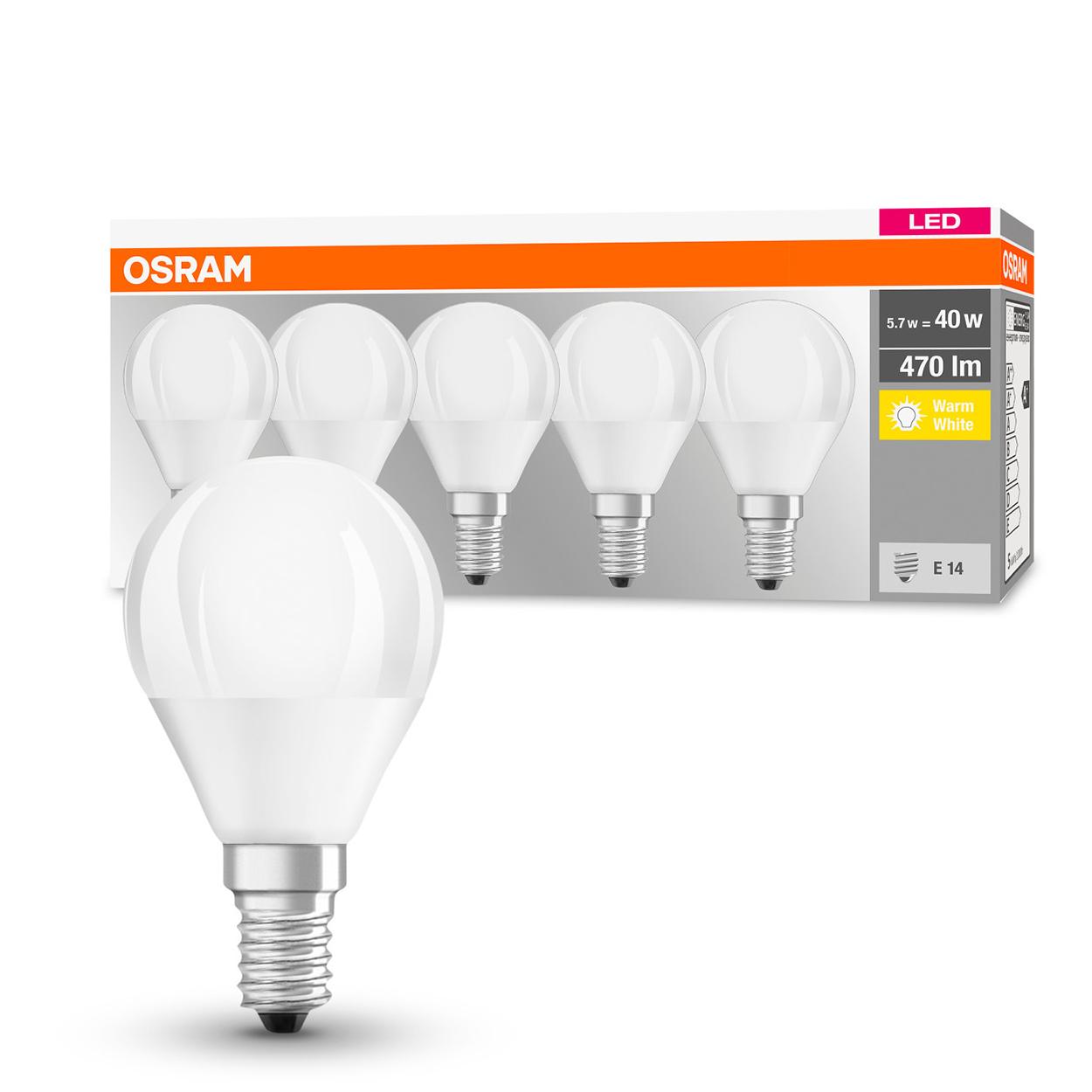 OSRAM Żarówka LED E14 KULKA 5W = 40W 2700K 5PAK - obrazek 7