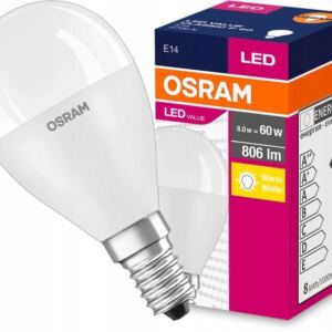 OSRAM 呕ar贸wka LED KULKA E14 8W 60W 2700K CIEP艁A