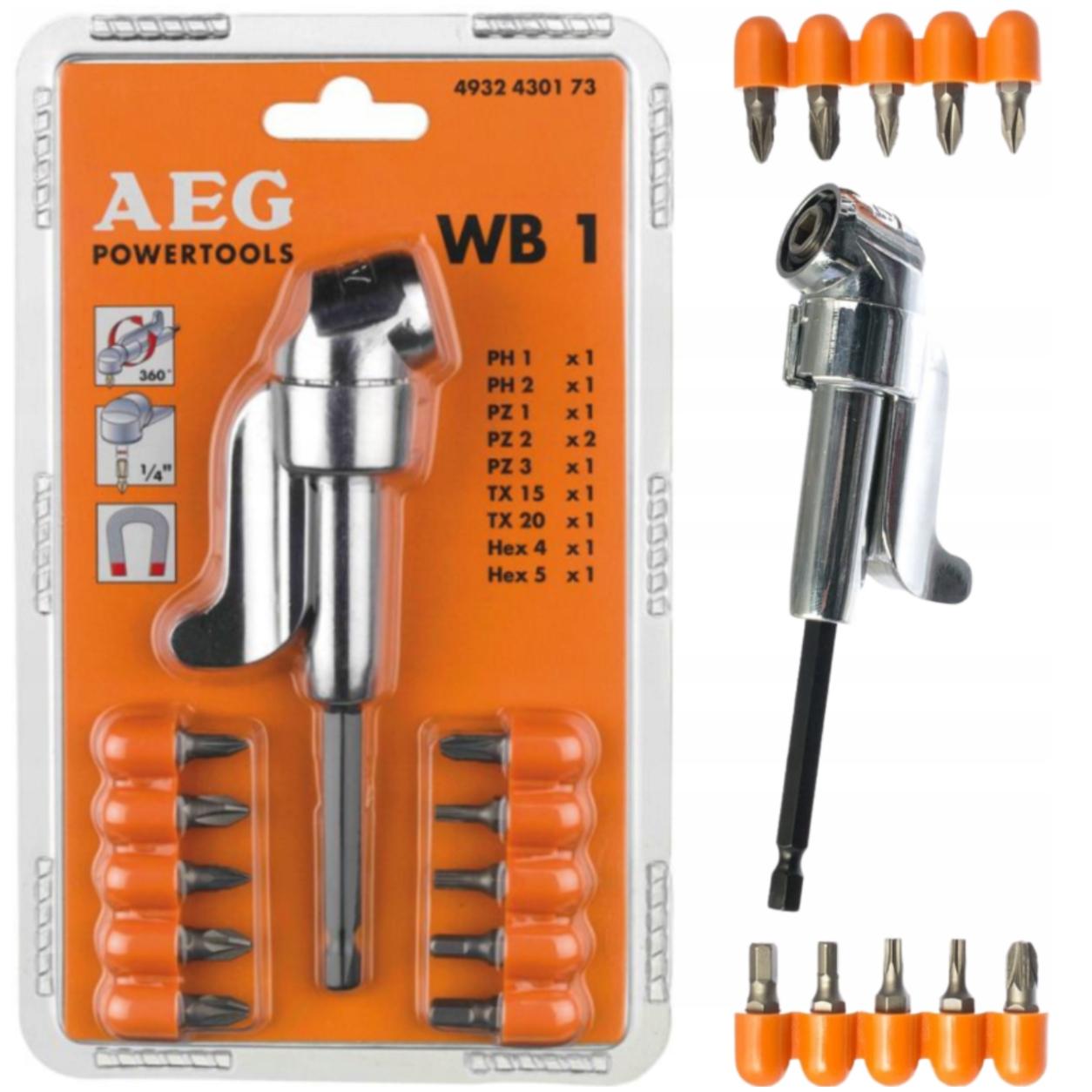 AEG NASADKA KĄTOWA + BITY ZESTAW 10 SZTUK WB1