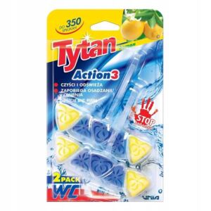 Tytan Kostka Toaletowa do WC Action 3 Lemon 2x40g