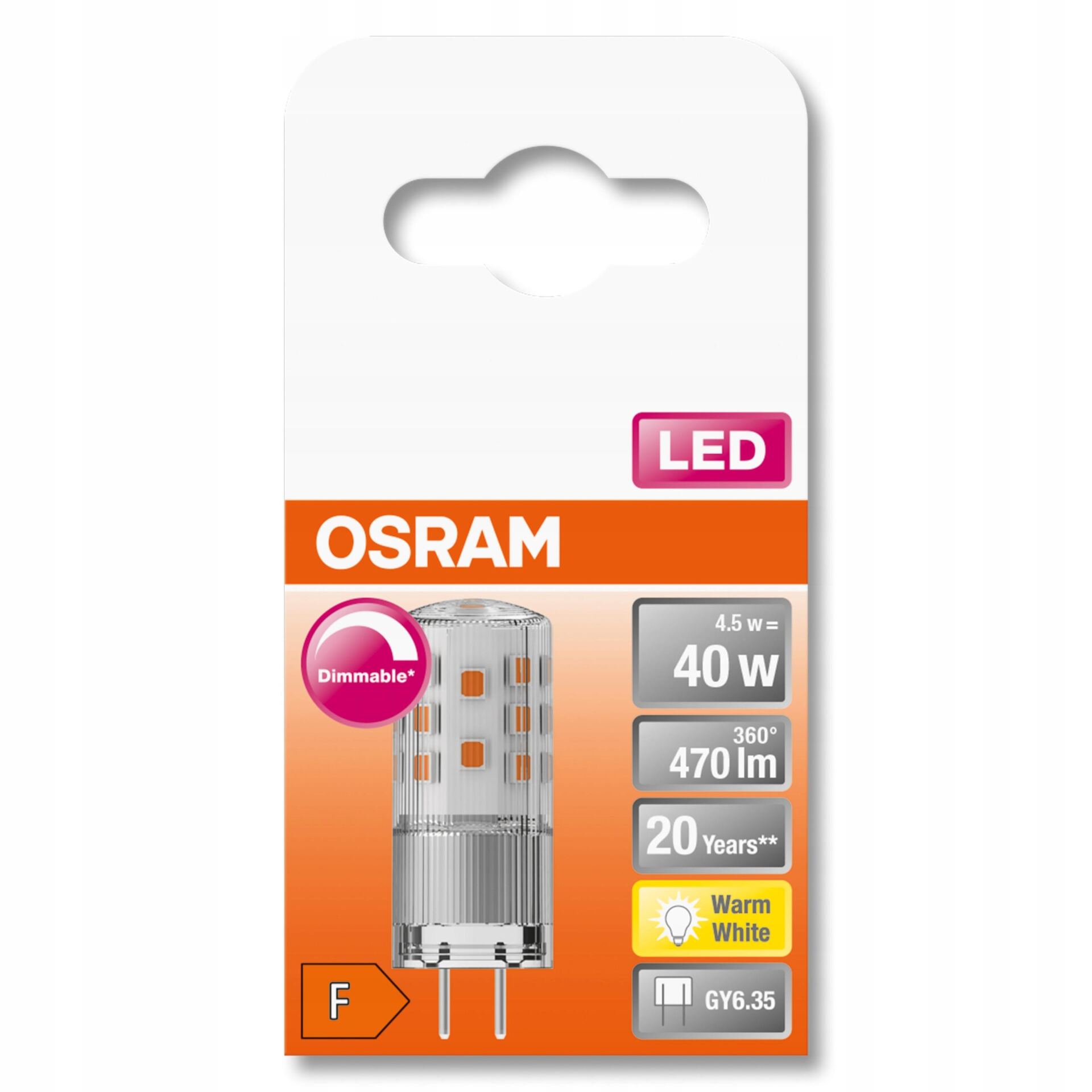 OSRAM Lampa LED PIN 12V DIM GY6.35 2700K 4,5W - obrazek 8