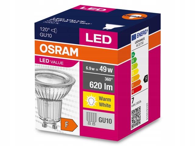 OSRAM Żarówka LED GU10 6,9W 49W 620lm 3000K 120°