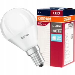 OSRAM 呕ar贸wka LED KULKA E14 7W = 60W 806lm 4000K