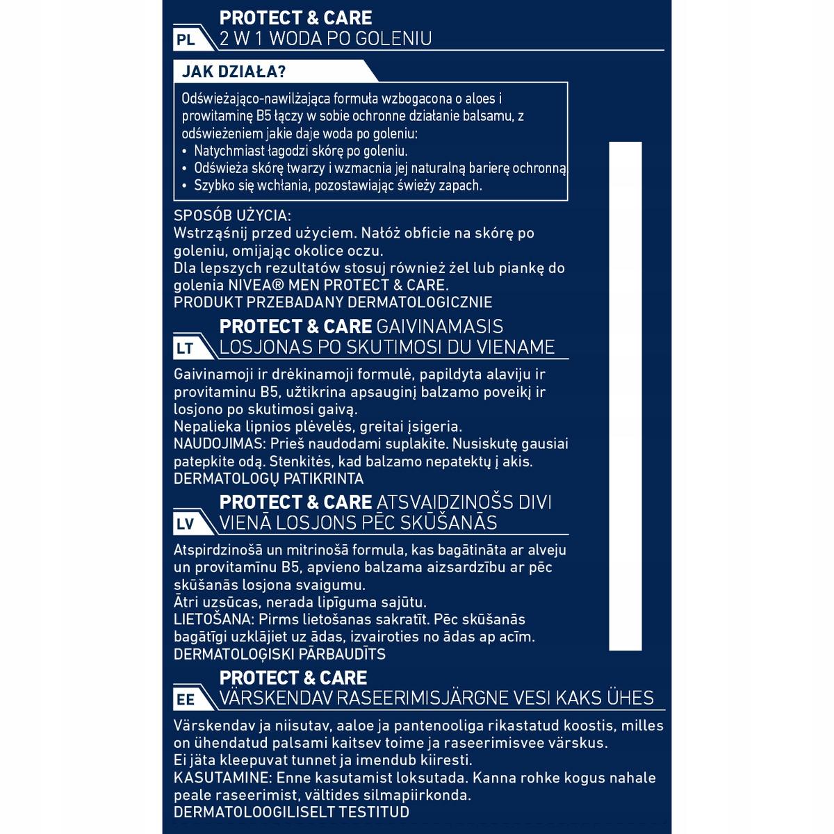 NIVEA MEN Woda po goleniu Protect Care 2w1 100ml - obrazek 14