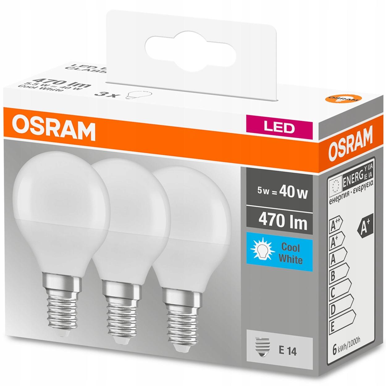 OSRAM Żarówka LED E14 A60 6W = 40W 470lm 4000K Ciepła 360° Filament 3-Pak - obrazek 4