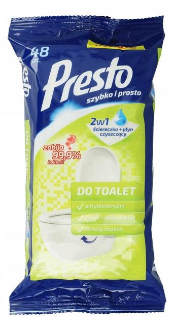 PRESTO Ściereczki Nawilżane Do Czyszczenia Toalet WC Dezynfekcja 48 sztuk - obrazek 7