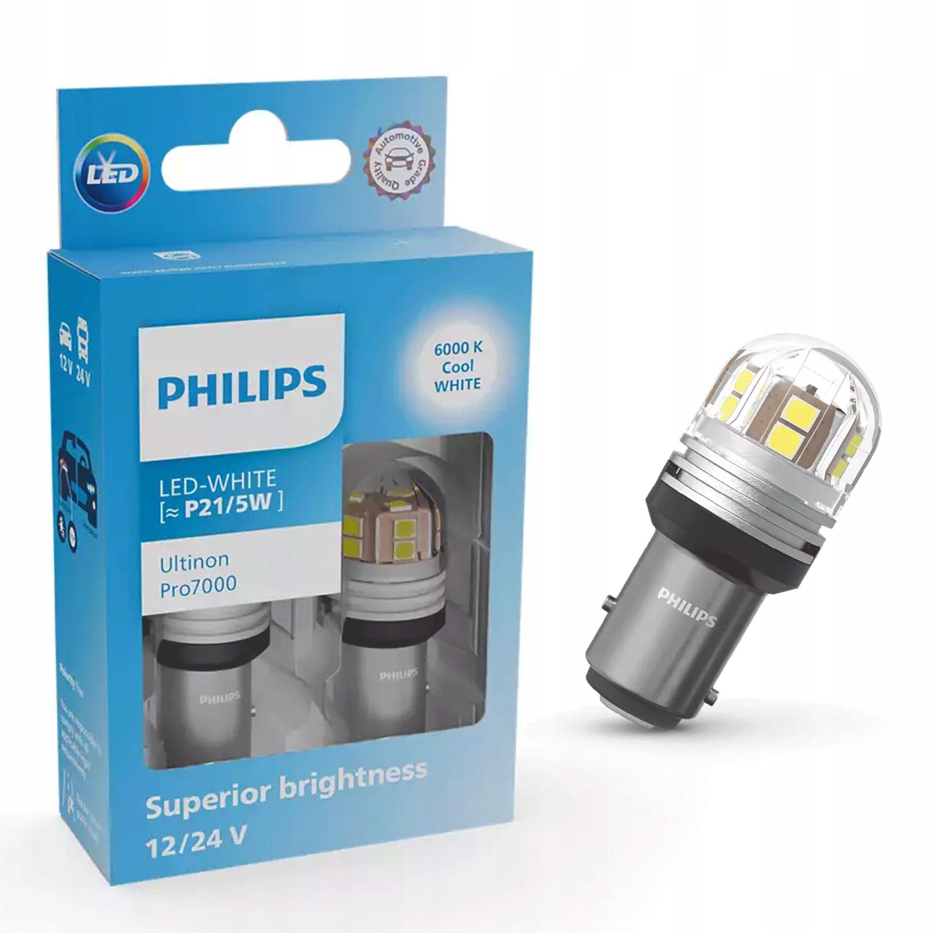 Żarówki Philips LED Ultinon Pro7000 P21/5W CU70 12/24V