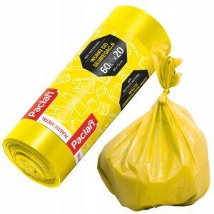 WORKI NA ŚMIECI PACLAN SEGREGACJI PLASTIK METAL 60L 20SZT MOCNE WYTRZYMAŁE
