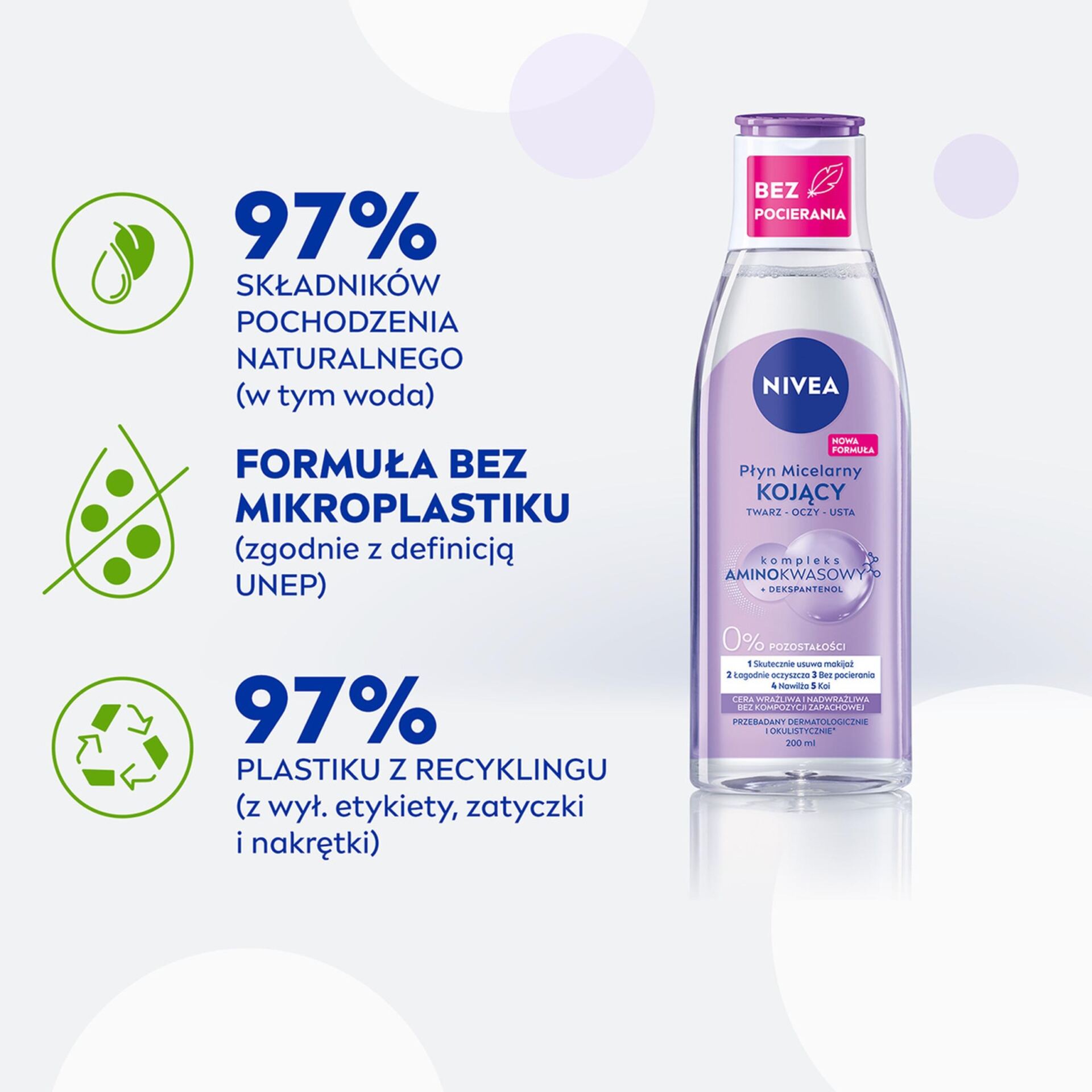 NIVEA KOJĄCY PŁYN MICELARNY DO CERY WRAŻLIWEJ I NADWRAŻLIWEJ 200ml - obrazek 8