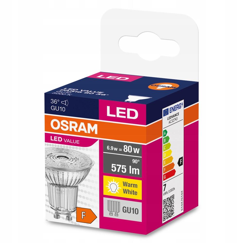 OSRAM Żarówka LED HALOGEN GU10 6,9W 80W 3000K - obrazek 7