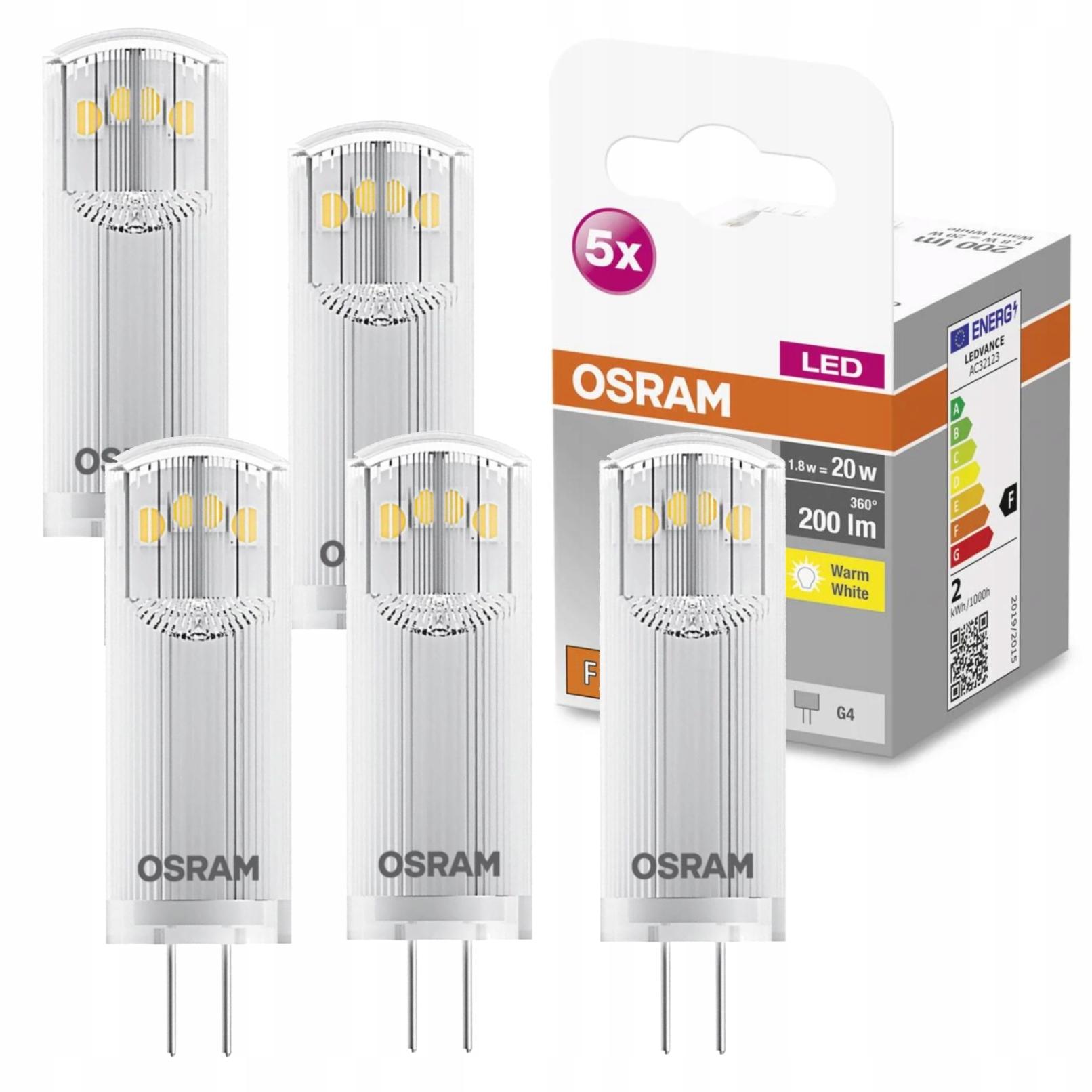 OSRAM ŻARÓWKI LED LEDOWA G4 1.8W=20W 2700K 200LM CIEPŁA BIEL 5 SZTUK