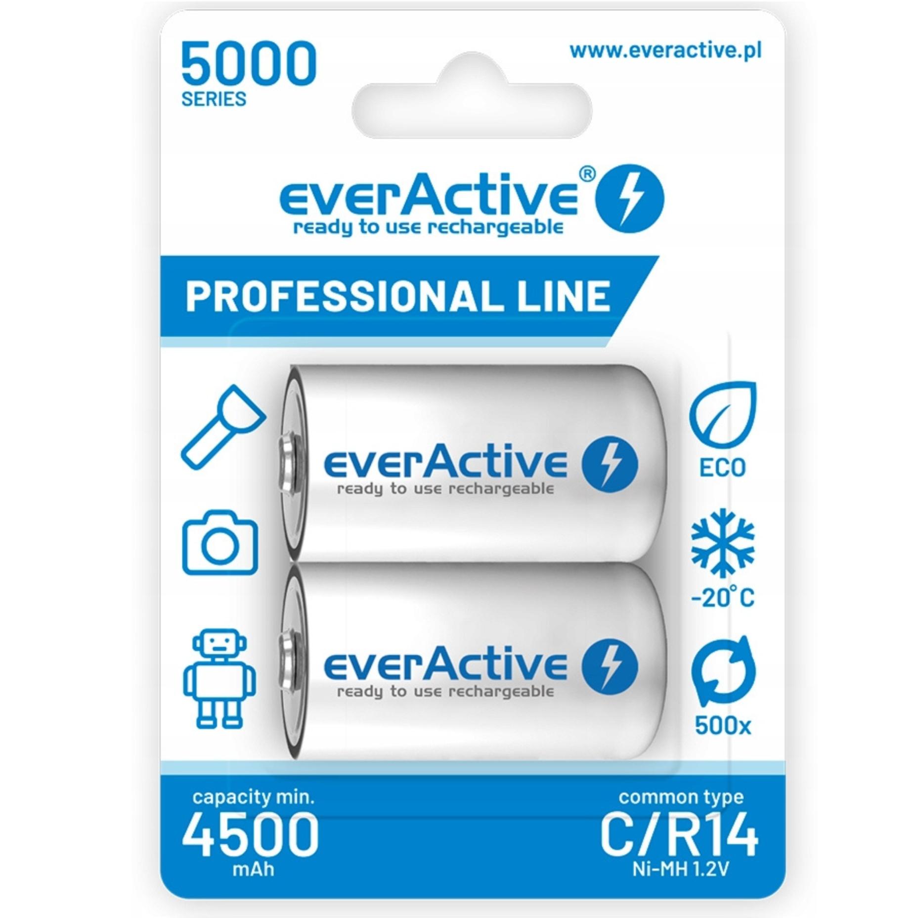 EverActive Professional Line Akumulatorki Baterie R14 2BL 5000