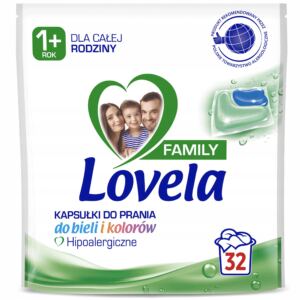Lovela Family Kapsułki Hipoalergiczne do prania bieli i kolorów 32 sztuki