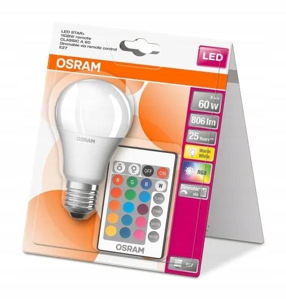 OSRAM LED żarówka RGBW wielokolorowa + PILOT 9W = 60W E27 - obrazek 15