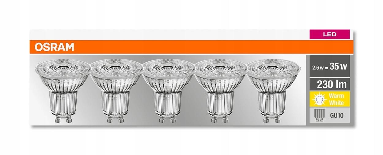 Osram 5x żarówki LED GU10 PAR16 2,6W=35W 2700K - obrazek 8