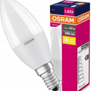 Osram 呕ar贸wka 艢wieczka LED E14 7W=60W 806lm 2700K